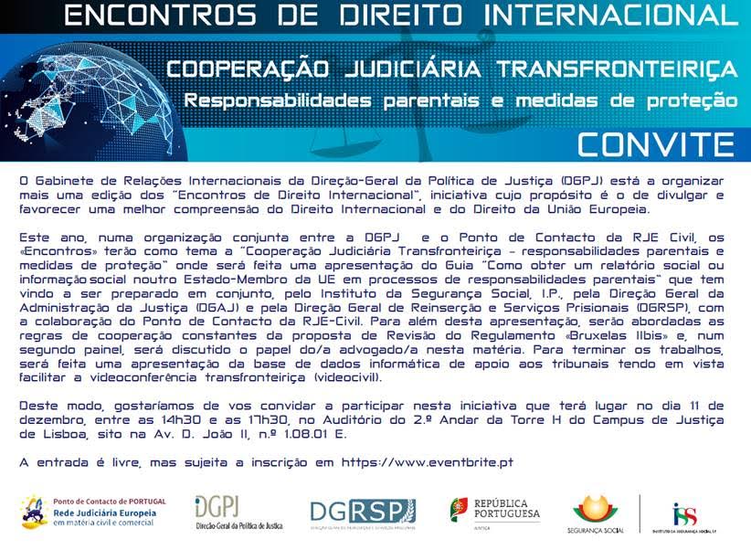 Encontros de Direito Internacional Cooperação Judiciária Transfronteiriça Responsabilidades parentais e medidas de proteção