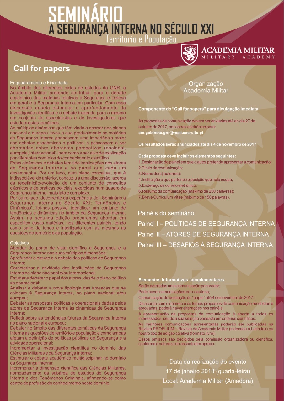 Seguranca Interna II edicao AM CALL FOR PAPERS 2018